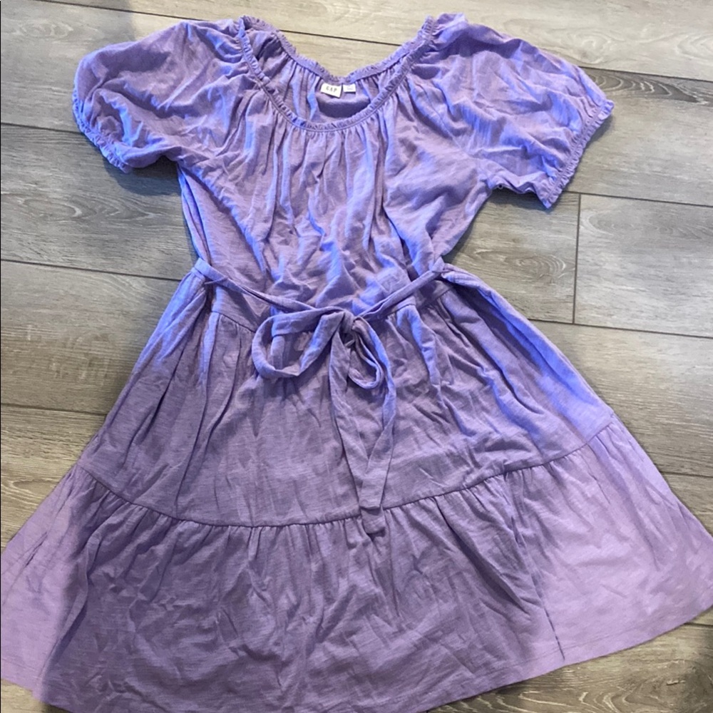 GAP Blue and Purple Smocked Sundress with Puff Sleeves